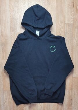 Gildan Black Hoodie with Walls Green Logo Size Medium